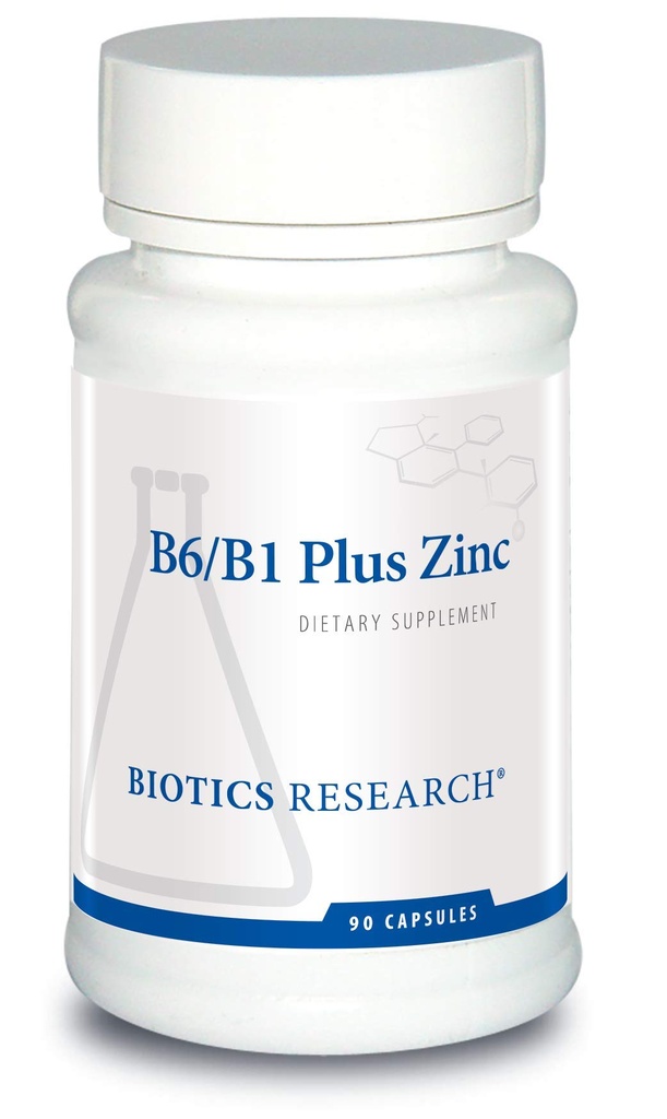 生物研究 B6 B1 + 锌供应 活性形式的 B 维生素, 5mg 高生物可得形式的锌, 活性中的辅助剂 300多种不同的锌依赖酶 90 Capsules