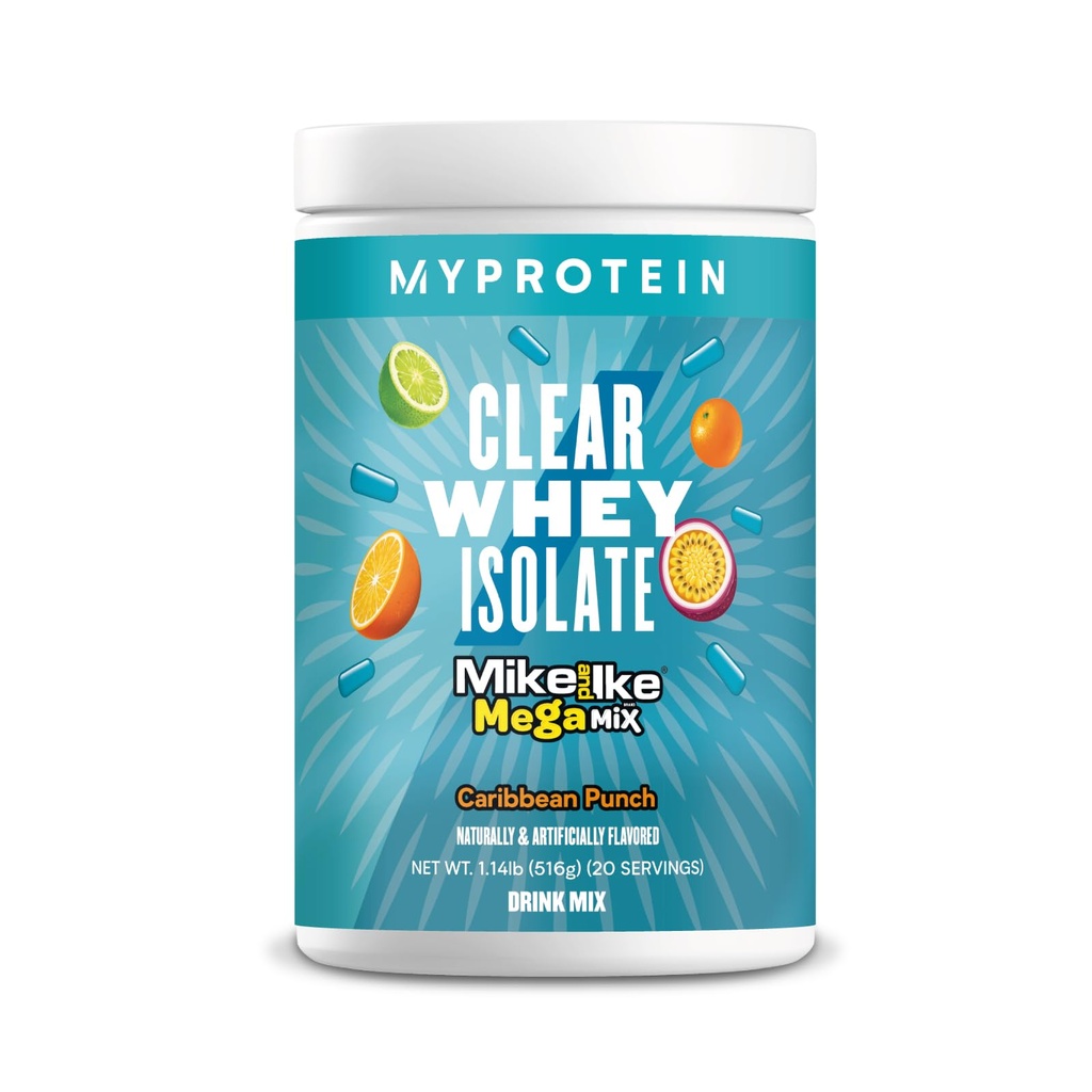 我的蛋白质 Clear Whey 隔离蛋白粉,1.1 Lb(20 services) 水果Mike和IKE加勒比Punch Drink Mix,每架20g蛋白,每日饮用高级性能