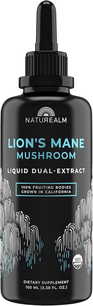 Natalm Lion的玛尼蘑菇液体叮当补充剂 — 聚焦、记忆和脑健康,Vegan,Non-GMO — 有机果实机构,两个月供应