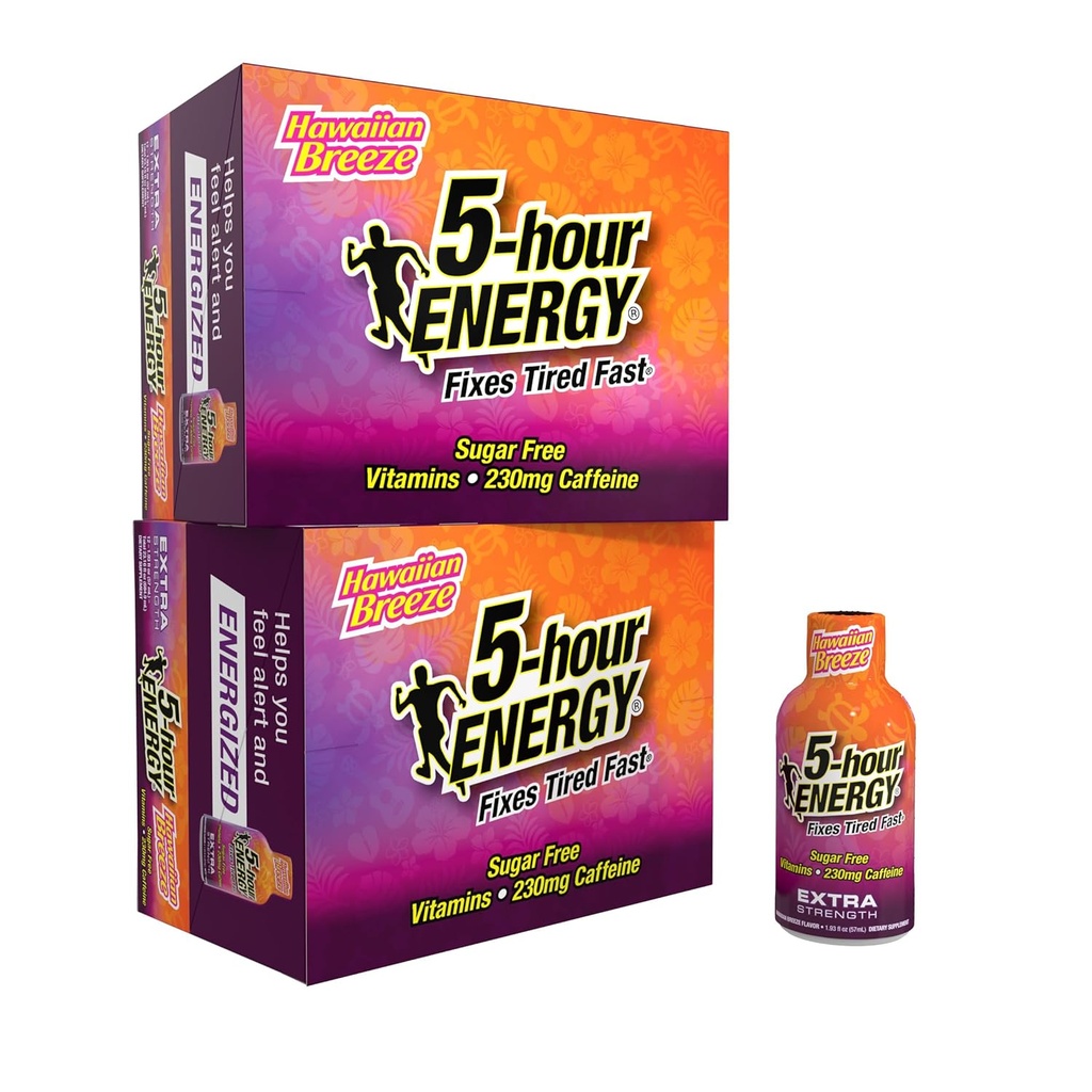 5小时ENERGY Extra Power Energy Shot,夏威夷微风火焰(1.93 oz. - 24 count) 零卡路里和无糖 230 mg Cafeized Energy Shot, 氨基酸和B维生素, 饮食补充剂