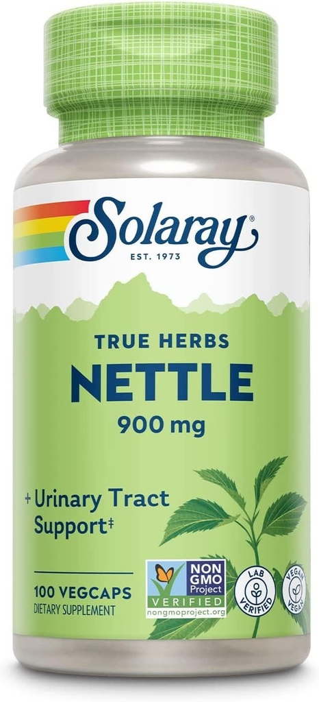 Sollaay Nettle Leaf 300mg 健康肾脏、尿液和前列腺支持 传统用于健康过敏反应和呼吸井 = 100 Counter = 包装2