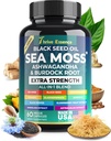 Sea Moss 提取、黑种子油、 Ashwagandha、 Turmeric & More – 10 in-1 草药补充剂 黑椒和长老莓 – 60 Capsules