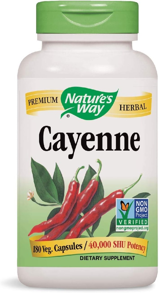 自然之道 Cayenne 40,000 SPU Potency, 180 蔬菜 Capsules, Pack of 2