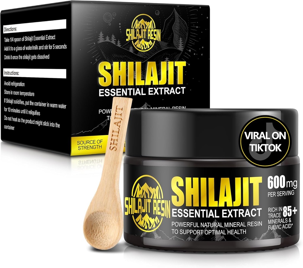 Shilajit纯喜马拉雅有机物Shilajit Resin - 黄金等级 Shilajit 100% 具有85+ 跟踪矿物和富尔维酸 焦与能源,豁免,50克