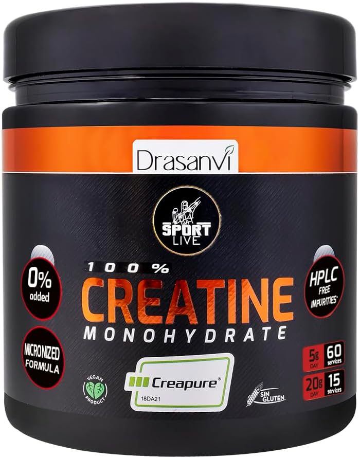 DRASANVI Sport Live 10.58 Ounce Creatine Monohydrate Powder - 加强和增加你的肌肉 - 没有Allergens - 中性火焰 - 纯和有效构成