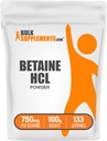Bulk Assupports.com Betaine HCl 粉末 - Betaine Hydrople Supplements, 消化支持 - Gluten Free, 100g(3.5 oz) (一包)