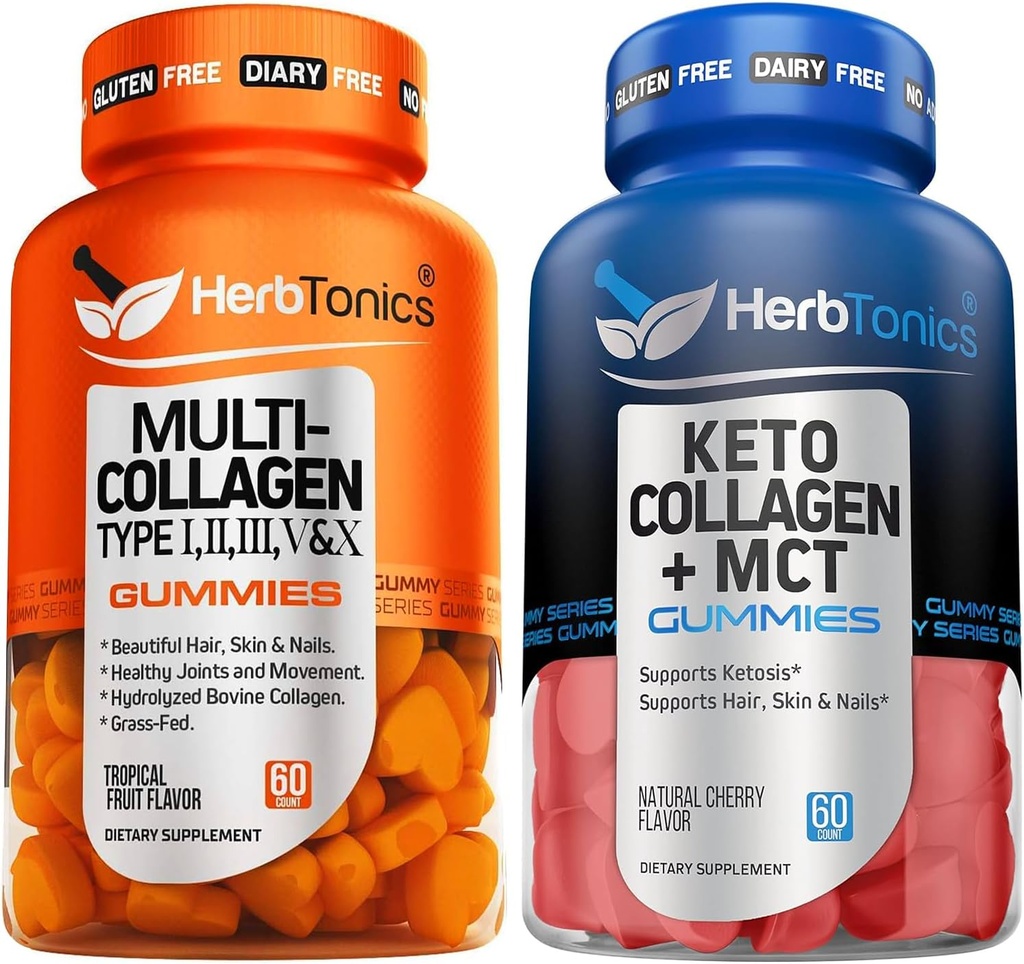 1,2,3,5 & 10型有生物素用于发型,皮肤,直肠 Keto Gummys与MCT + Collagen → 糖无糖 → 抗衰老,发型生长,皮肤护理和强壮