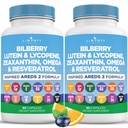 眼科健康维生素:Bilberry、Lutein & Zeaxanthin、Lycopene、Resveratrol、葡萄种子提取、Flaxseed Astaxanthin-AREDS 2-120 Capsules