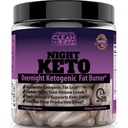 Clean+Lean Night Keto: 第一次超夜 Ketogenic Fat Burner & Sleep Aid + BHB Ketones + MCT 石油提取 + 维生素和矿物 → 24 HR 饮食 睡眠 重大减肥 → 所有自然和GF → 60 盖茨