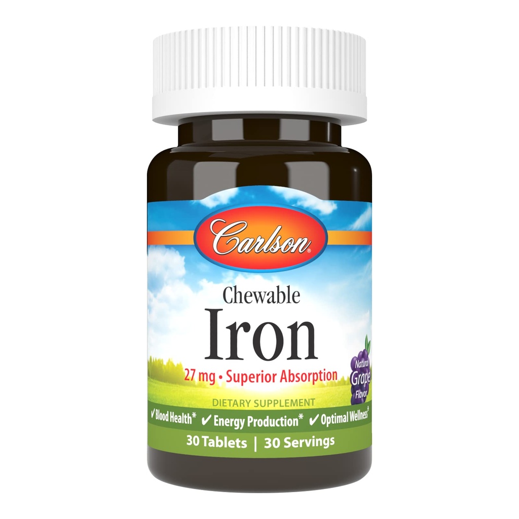 Carlson Chewable Iron 27 mg,葡萄,血液健康,30片