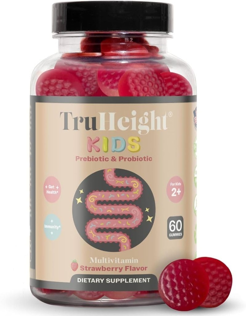 TruH8儿童 预生和亲生蛋白2+(草莓火焰)托德勒斯和孩子们 所有自然古特健康,消化酶和便秘救济补充 - 小儿推荐维生素