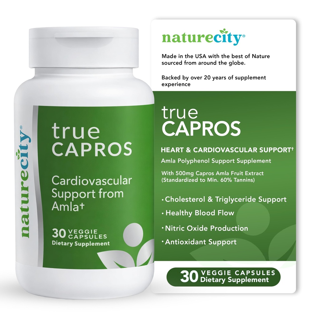 NatureCity True-Capros Amla 水果提取补充多酚抗氧化剂动力支持心血管心脏健康(30 Veggie Capsules) 非GMO Vegan 友好型和无豆型