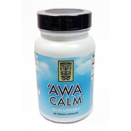 `Awa Calm Capsules - 以卡瓦为主的草药补充剂,含30%的卡瓦拉酮、卡拉穆斯根、激情花、柠檬包和Hops(60枚Capsules)