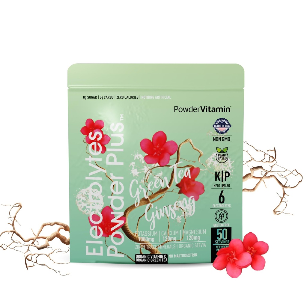 粉素维他命 电解片 粉素加(50种) 绿茶甘松 电解片 克托,无糖,平克喜马拉雅盐 1100mg 钾,120mg 钙,120mg 镁,水解粉
