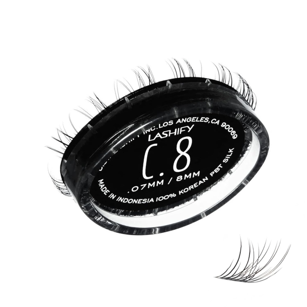 Lashify Curl 8mm Gossamer 目光扩展重填, 黑色, DIY False Lashes 用于自然外观