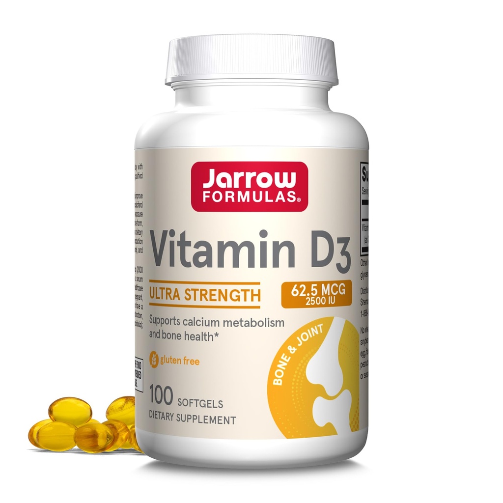 Jarrow 配方 维生素 D3 62.5 mcg(2,500 IU) - 100 services (Softgels) - Bone 健康,免疫支持和钙代谢支持 - 维生素 D 补充 - D3 维生素 - 2,500 维生素 D - Gluten Free