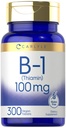 Carlyle B1 维生素 100mg | 300平板块 |作为 Thiamin HCl | Vegan, Non-GMO & Gluten Free 的男女补充