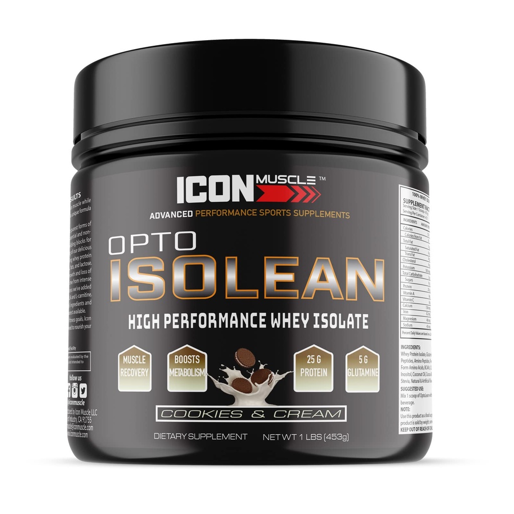 Isolean Whey蛋白蛋白孤立粉,香草,巧克力,草莓,饼干和奶油,盐焦糖,巧克力薄荷,巧克力花生酱,1英镑(饼干和奶油)