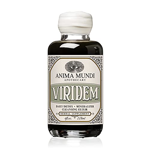 Anima Mundi Apothecary Viridem Greens Detox Elixir - GI & Liver Detox 液体补充剂,天然草药用氯酚清洁剂,Moringa + 有机氯菌 - 添加到果汁和茶中(4oz / 118毫升)