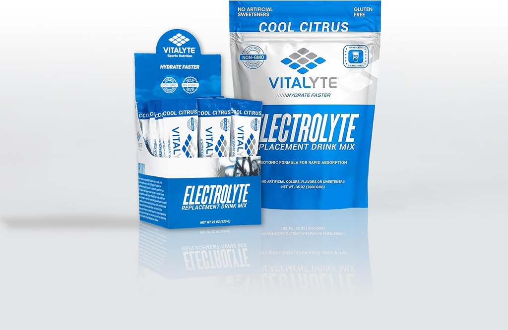 Vitalyte Electrolyte 饮料 Mix Bundle, 1 立体邮袋+ 25 个计数包, Gluten 自由后工作 Power 饮料 Mix, 酷 Citrus Flavor