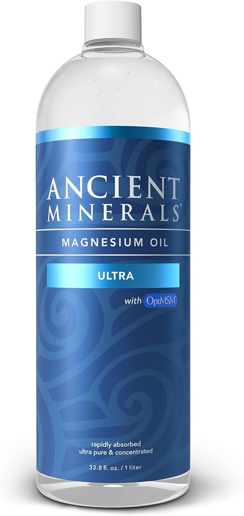 含OptiMSM的古矿物镁油Ultra,重新填充 33.8 oz. - 纯真泽施泰因镁氯化物补充剂 MSM - 皮肤皮肤吸收的最佳专题应用