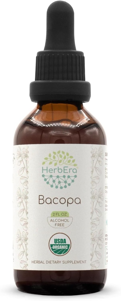 HerbEra Bacopa B60 USDA 有机丁香 QQ无酒精提取,高位草药滴,放松,正认知效果 QQ 认证有机丁香(Bacopa Monnieri) 干草(2 fl oz)
