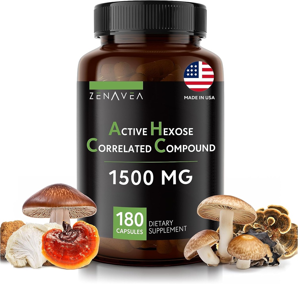 活性肝糖相关化合物 180 Caps 1500mg per service - Vegan 有机蘑菇补充 帮助支持免疫系统并促进自然杀手和T细胞