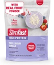 SlimFast HighProtein Slateie Mix Plus 水果粉,高蛋白 Meal 替换粉,Fiber,维生素C,21 Service,1.29英镑,Triple Berry Vanilla(包装 May Vary)