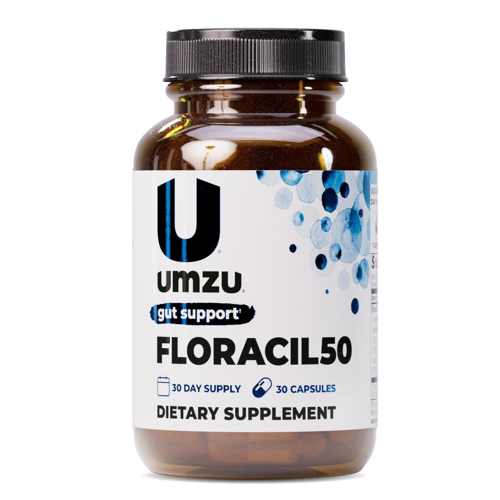 UMZU Floracil50 女性+男性的先生药和代孕药,50亿CFU 用于消化、古特健康、酸性偏头痛、Rhamnous、豁免、能源(30卡普勒斯)