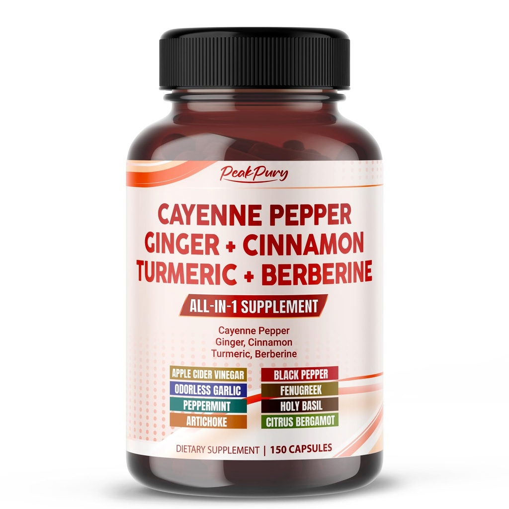 Cayenne Pepper Ginger Turmeric Berberine - 文摘,Gut Heath支持 - 美国制造