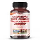 Cayenne Pepper Ginger Turmeric Berberine - 文摘,Gut Heath支持 - 美国制造