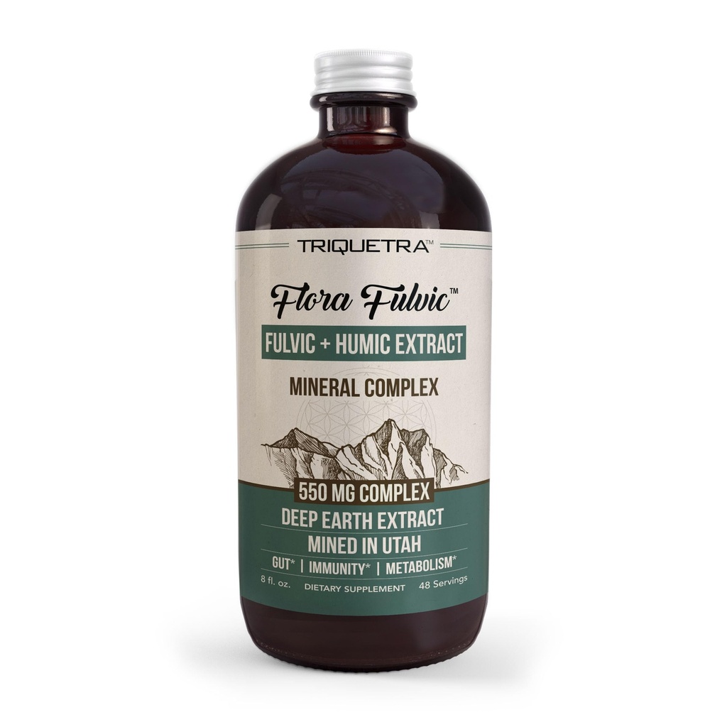 Flora Fulvic + Fulvic Acid + Humic Acid Complex – 550 mg → 在犹他州开采,史前深地提取 → 豁免,古特,文摘 – 天然追踪矿物综合体, Fulvic Acid Supplement – 8 fl oz.