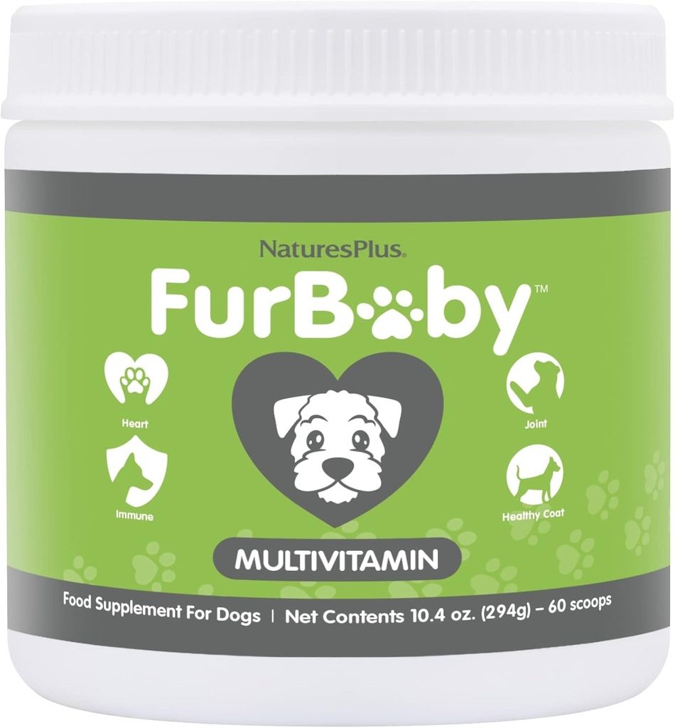NaturesPlus FurBaby 多维明狗 - 10.4 oz - 支持联合健康,免疫功能,健康煤和能源生产 - 非GMO - 60服务