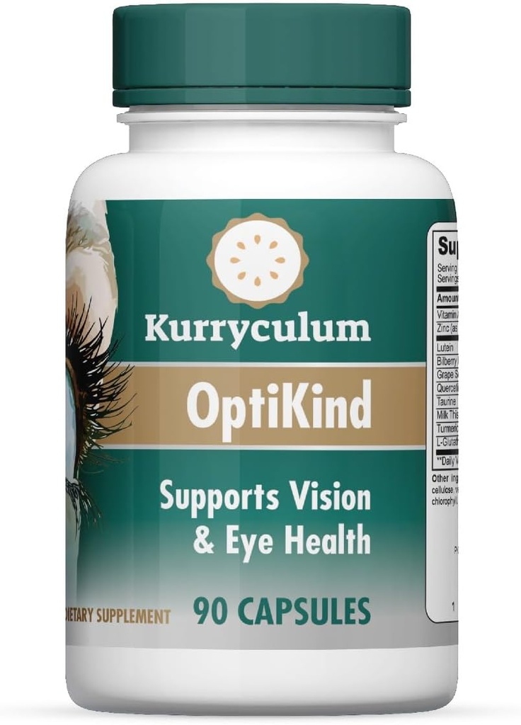 OptiKind Vision 支持眼维他命, 90 Capsules, 眼睛健康公式 与Lutein 用于眼睛和Glutathione
