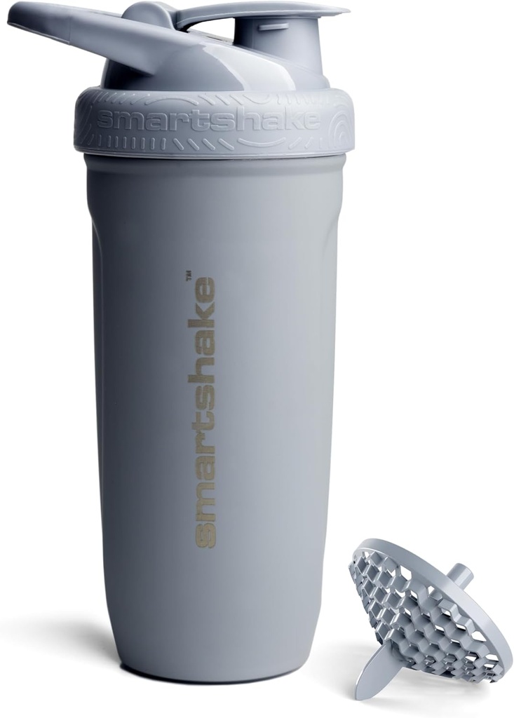Smartshake Reforce 无锡钢蛋白瓶 摇摆瓶 900 ml | 30 oz - 防漏螺丝上 Lid - BPA Free - 非隔热瓶 - Unisex (Grey)