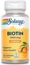 SOLARAY Biotin 1000mcg Lozenges - 含有维生素A的Biotin 补充剂 - 神经功能和细胞能量支持 - 天然橙汁Flavor, Great Taste, 60-Day保证, 100 服务, 100 Lozenges