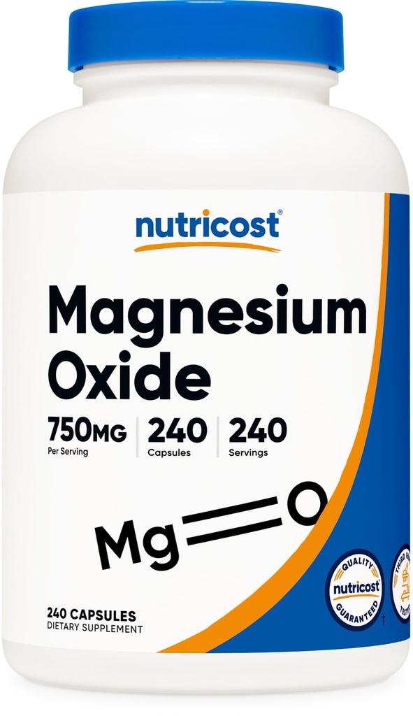 氧化镁(Nutricost) 750mg, 240 capsules - 420mg of Magnesium, Non-GMO, Gluten Free