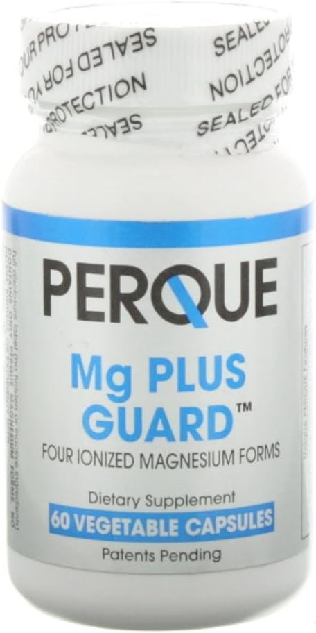 PERQUE Mg Plus Guard Magnesium - 具有Glycnit, Ascorbate & Citrate-支持心脏和元质功能的高吸附镁补充剂 - 非GMO, Gluten-Free - 60 蔬菜罐头