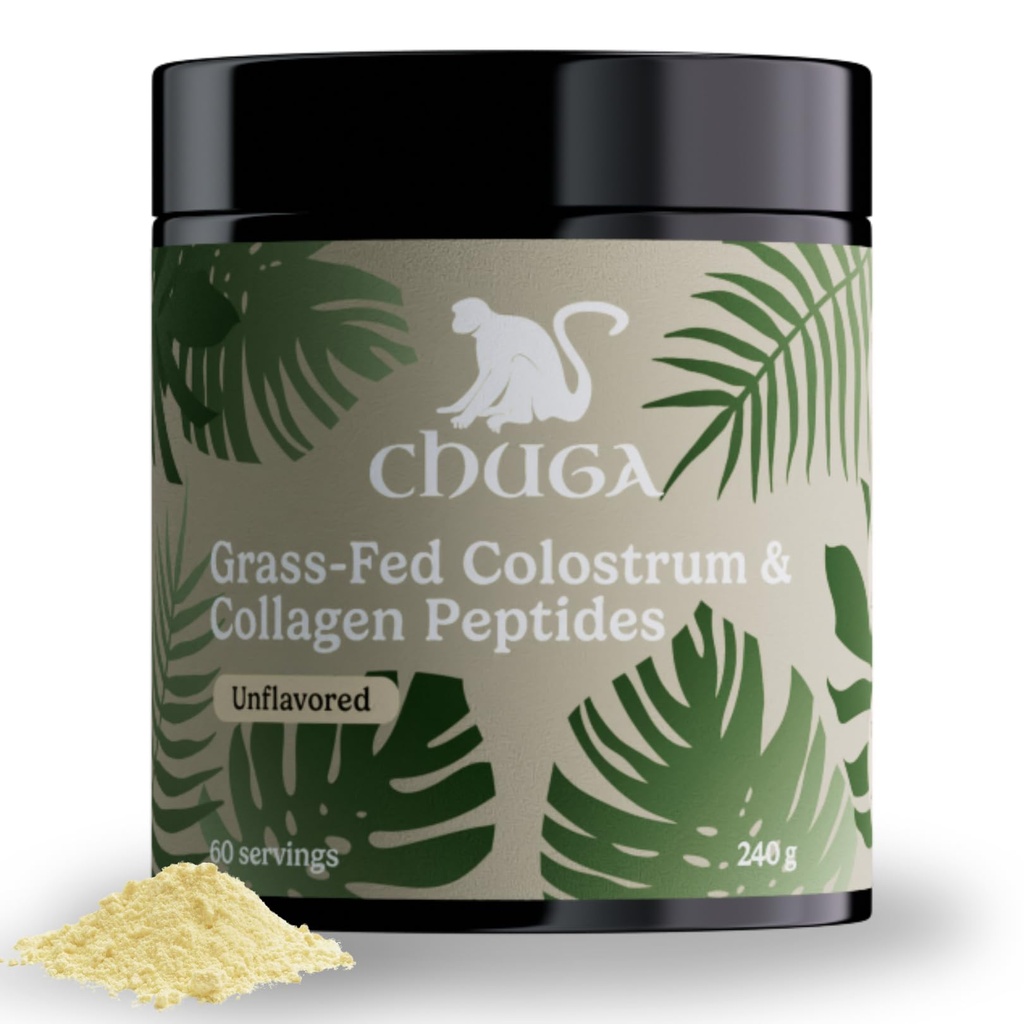 Chuga Grass Fed Colostrum & Collagen Peptides 60 服务 增强头发和钉子 光滑皮肤 固壁