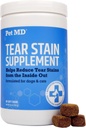 Pet MD Tear Stain Refer for Dogs & Cats - Antioxidant Eye Care Supplement with Lutein, Cranberry, & Omega 3 & 6 - Cat & Dog Tear Stain Refer Chews for White & Light Fur - 60 cm (英语) (英语).