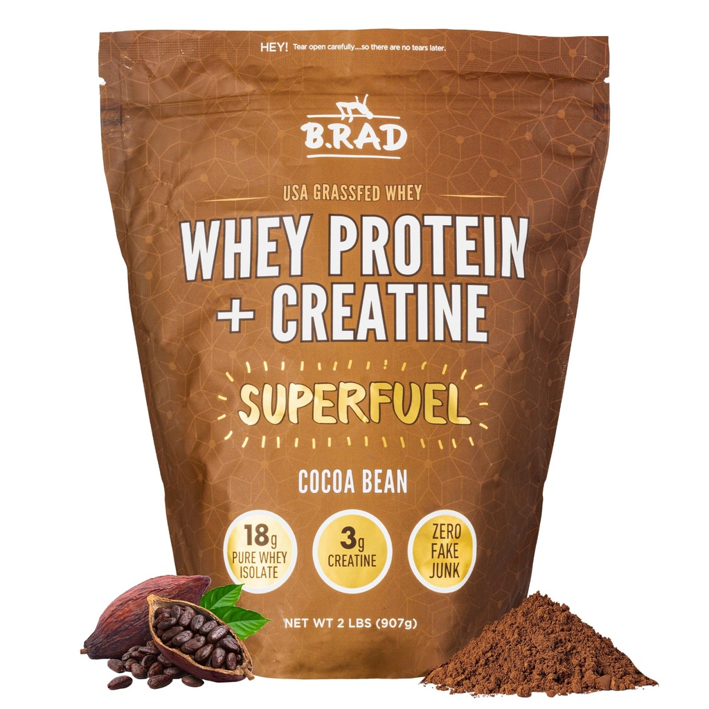 B.rad超级燃料 - 草药Whey蛋白与Creatine QQ Farm-Fresh,易向Digest,清洁成份QX2 英镑~100%美国源QQCocoa Bean(巧克力)