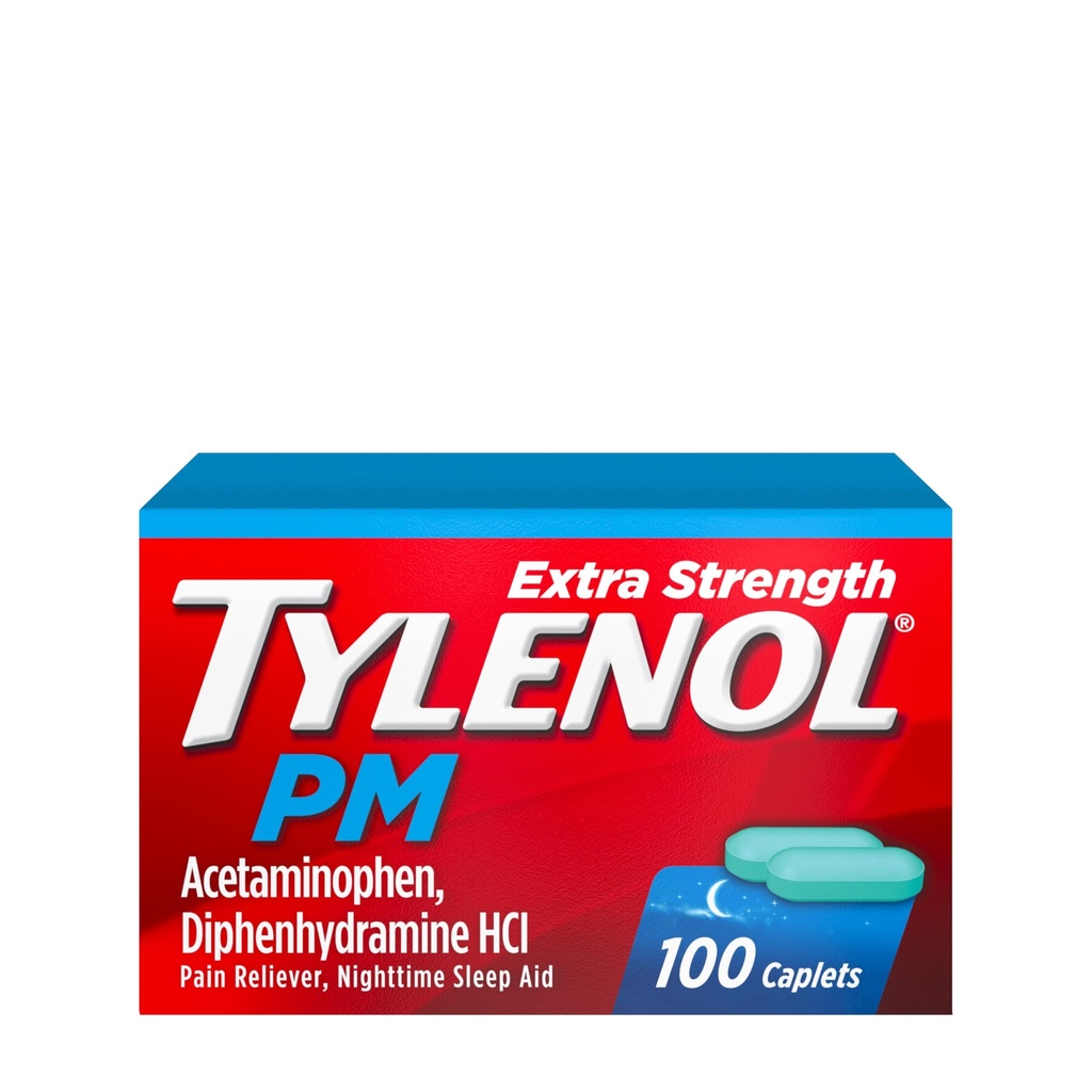 Tylenol PM 超强夜间疼痛解脱和睡眠辅助卡片,500毫克乙酰氨基苯 & 25毫克二苯胺HCl,缓解夜间疼痛和疼痛,非哈比特形成,100厘米