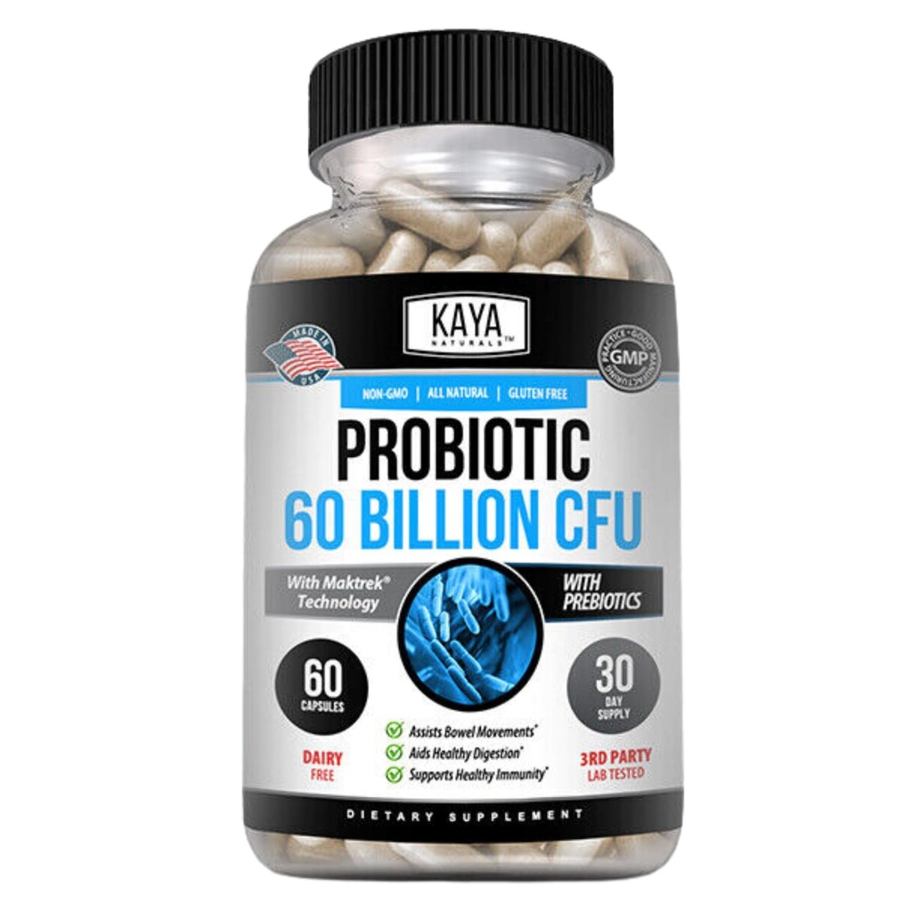 Kaya Naturals Probiotic 60亿 CMU - 为妇女提供抗生素,为男人和成年人提供抗生素,自然-Gut健康与免疫支持补充 - 提供消化支持 - 60个蔬菜卡普尔