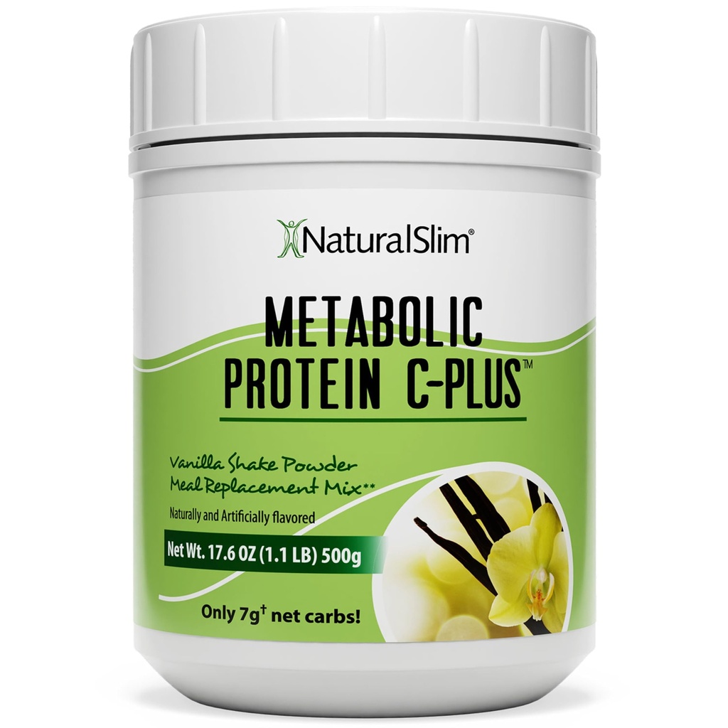 含有维生素和矿物的天然硫蛋白粉(NaturalSlim protein Powder) 元素C-Plus - 配有维生素C,锌和氨基酸的食用替代粉 - 巧克力蛋白粉 10 services 1.1 lb.