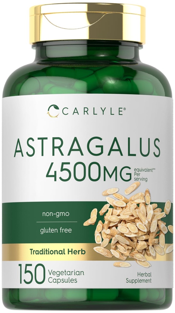 Carlyle Astragalus Root Capsules 4500mg 150 Counter | Vegetarian, Non-GMO, Gluten 免费补充