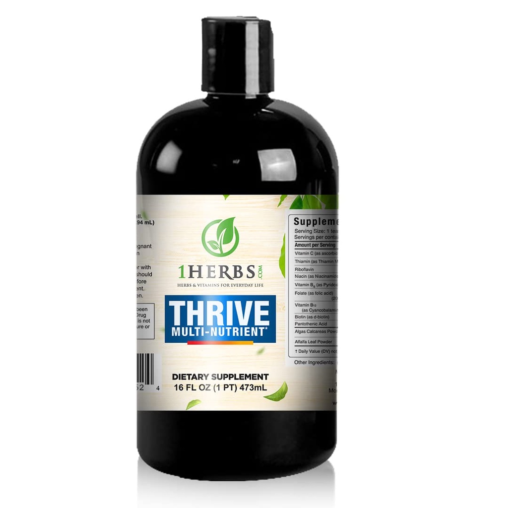 Thrive 多营养液体 - 无酒精日用多维生素与液体维生素C和维生素B复合体 - 用于免疫支持,脑支持和毛皮螺旋维他命,16 Fl Oz