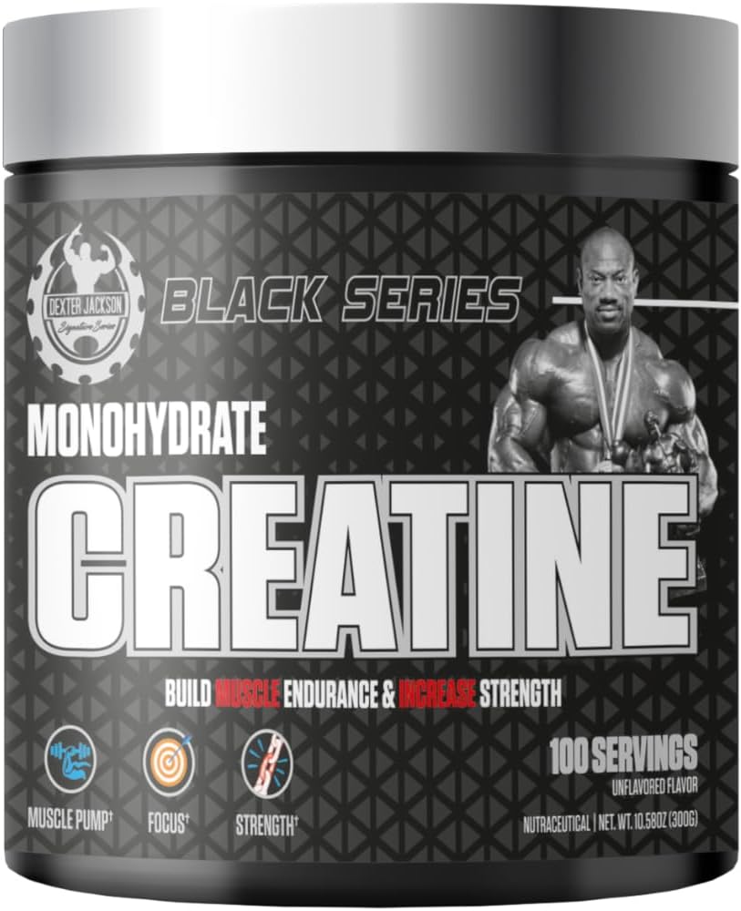 黑色系列 单水合物 Creatine → 300g → 100 为强力、肌肉生长和复苏服务 → 微量化前置