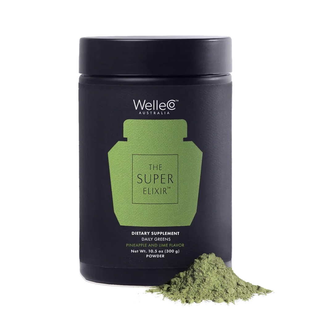 WelleCo The Super Elixir Daily Greens Powder,Probiotic drink mix with full Foods, Gluten Free, Vegan Gut Health Powder, Energy, 豁免,健康皮肤,头发和钉子(Jar, Pineapple & Lime Jar) (Jar, Pineapple & Lime Jar) (美国英语).