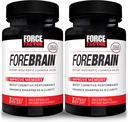 FORCE FACTOR Forebrain,2-Pack,Nootropic Brain 用于增强记忆力的大脑补充剂,Boost Focus, 增加精神能量, 支持脑健康与咖啡因, Bacopa, 和Huperzine A, 60 Capsules