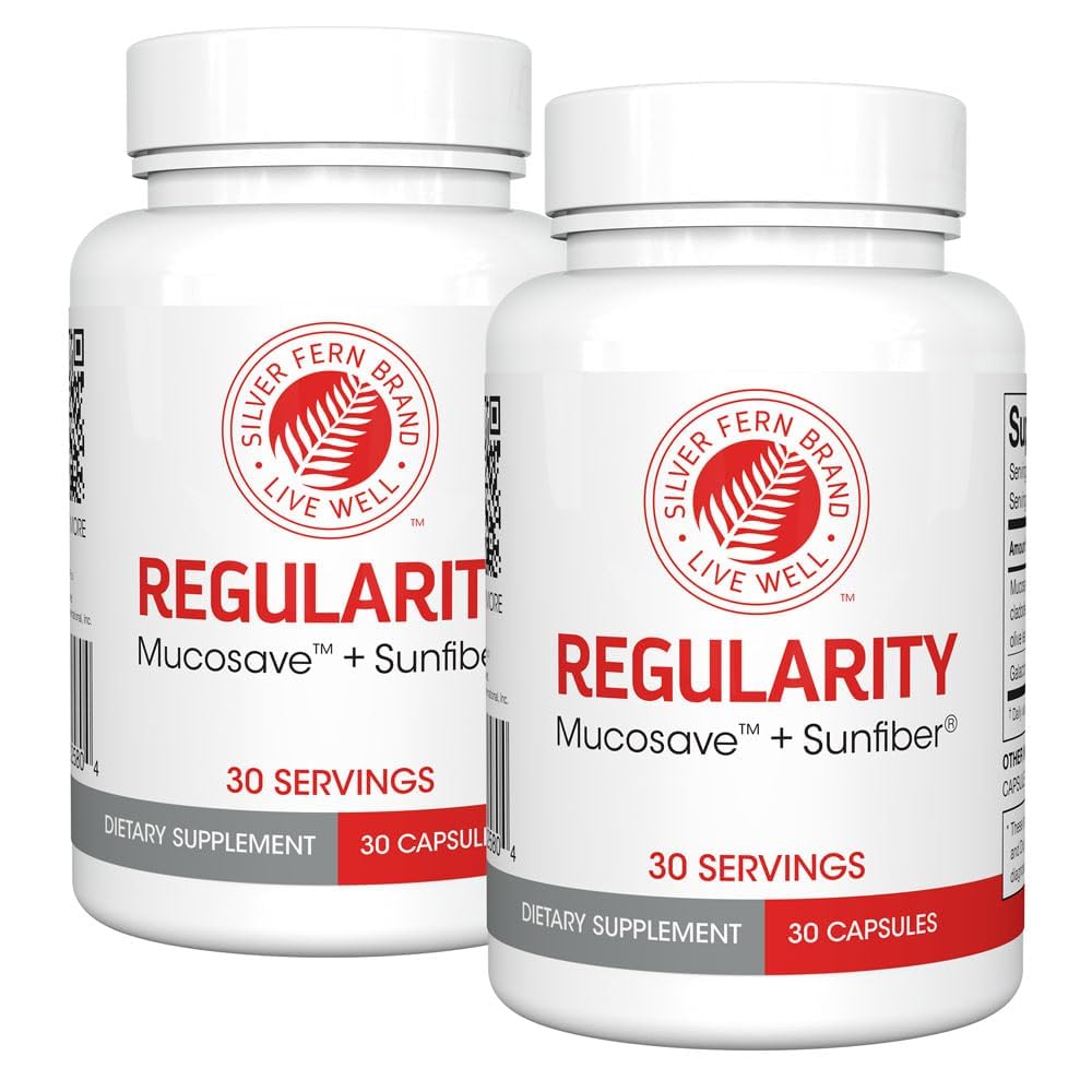 Silver Fern Brand Regularity Regularive Supplementive – 2 bottles = 60 Capsules = 60 Day 供货 - Mucosave FG (Prickly Pear Polysaccarides & 橄榄叶多酚) & SunFiber